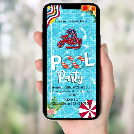 4. Juli Pool Party Einladungen Telefon