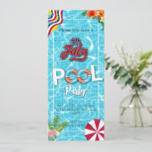 4. Juli Pool Party Einladungen Telefon (Stehend Vorderseite)