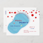 4. Juli Pool Party Flip Flops Einladung Postkarte (Vorne/Hinten)
