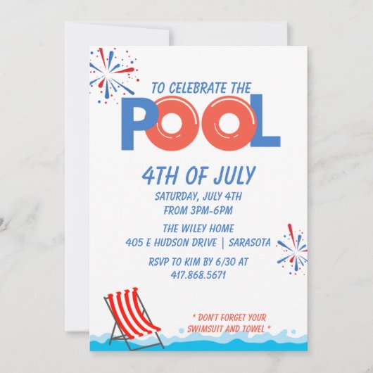 4. Juli Pool Party Save The Date (Vorderseite)