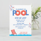 4. Juli Pool Party Save The Date (Stehend Vorderseite)