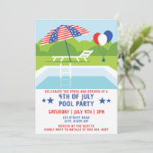 4. Juli Pool Party US Flagge Moderne Einladung (Stehend Vorderseite)