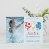 4. Juli Pool und Eiscreme-Party Einladung (Stehend Vorderseite)