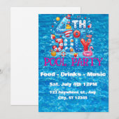4. Juli-Poolparty-Einladung Einladung (Vorne/Hinten)