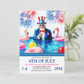 4. Juli Poolparty-Einladung Einladung (Stehend Vorderseite)