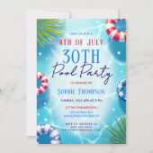 4. Juli Poolparty Frau Trendiger 30. Geburtstag Einladung (Vorderseite)