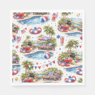 4. Juli-Poolparty in Florida Serviette