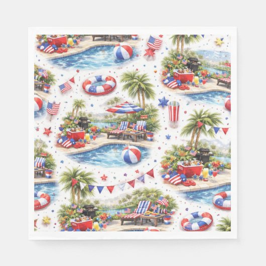 4. Juli-Poolparty in Florida Serviette (Vorderseite)