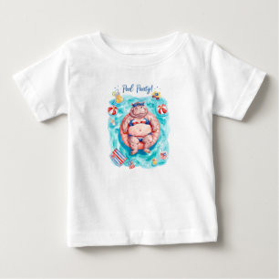 4. Juli-Poolparty mit Nilpferd Baby T-shirt
