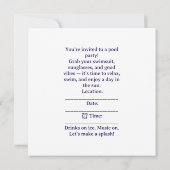 4. Juli Poolparty mit Nilpferd im Bikini  Einladung (Rückseite)