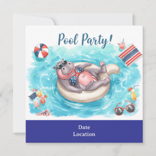 4. Juli-Poolparty mit Nilpferd im Bikini  Save The Date