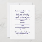 4. Juli Poolparty mit Nilpferd im Bikinilook  Einladung (Rückseite)