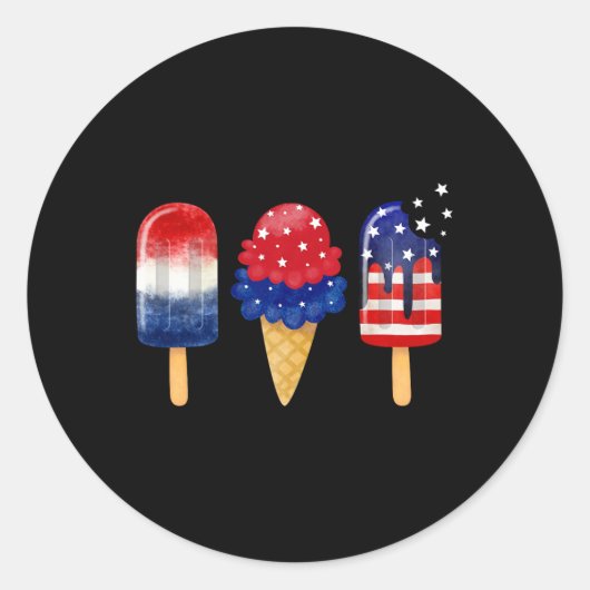 4. Juli Popsicle American Flag Patriotic Sommer Runder Aufkleber (Vorderseite)
