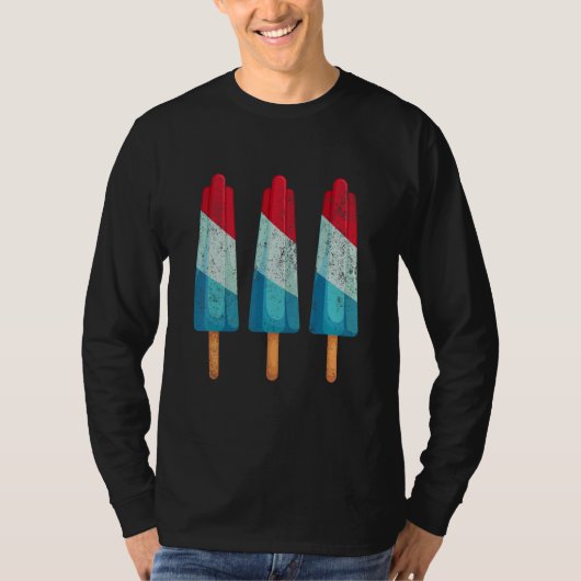 4. Juli Popsicle Ice Cream Red White Blue Amer T-Shirt (Vorderseite)