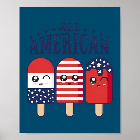 4. Juli Popsicle Ice Pop Patriotic US Flag Poster (Vorne)
