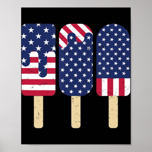 4. Juli Popsicle Patriotic American Flag Memor Poster (Vorne)
