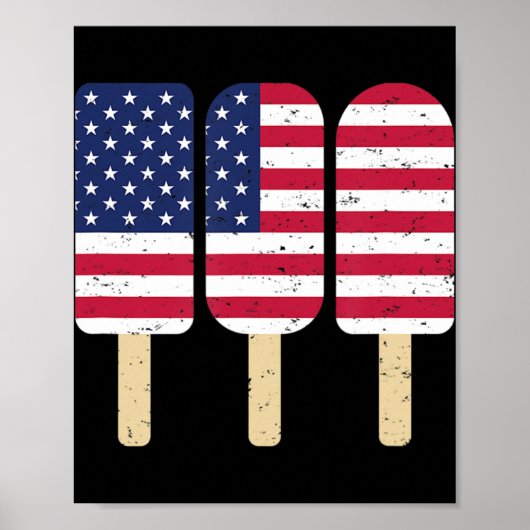 4. Juli Popsicle Patriotic American Flag Memor Poster (Vorne)