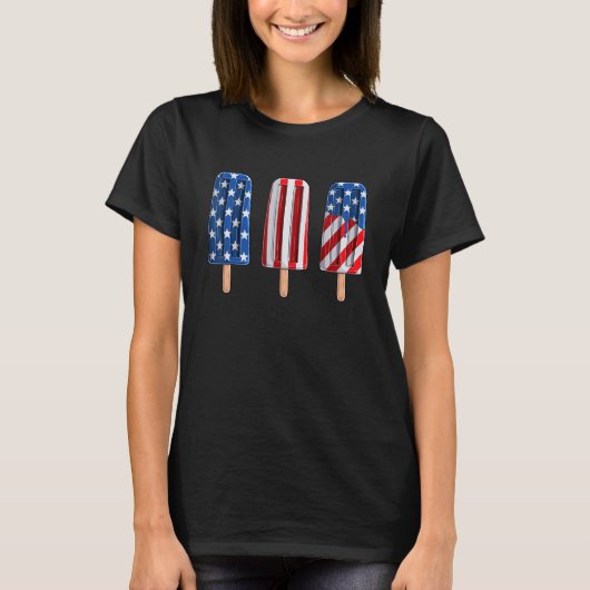 4. Juli Popsicle Red White Blue American Flag T-Shirt (Vorderseite)