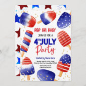 4. Juli Popsicles Pool Party Kid Einladung (Vorne/Hinten)