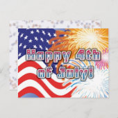 4. Juli Postkarte mit Flagge und Feuerwerk (Vorne/Hinten)