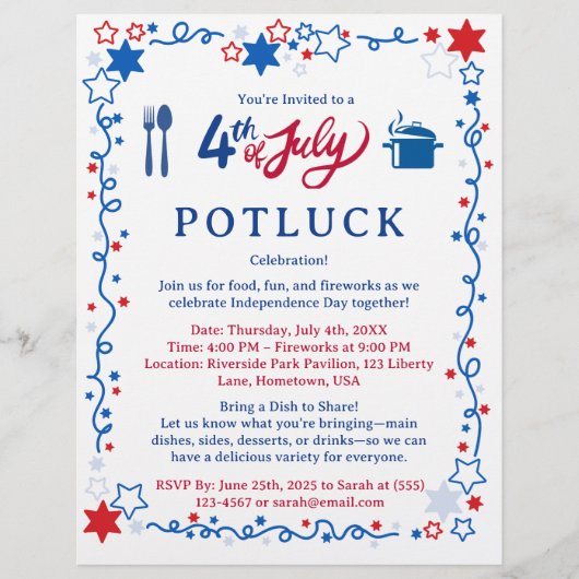 4. Juli Potluck  Flyer (Vorne)