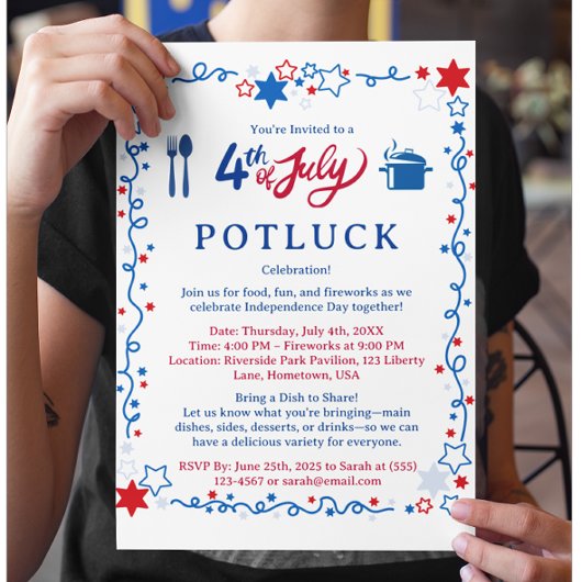4. Juli Potluck Flyer