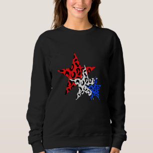 4. Juli Print Leopard Red White Blue Stars Ame Sweatshirt