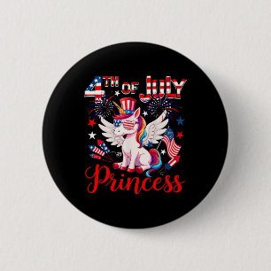4. Juli Prinz Niedlich Unicorn Sungles US Flag Fi Button