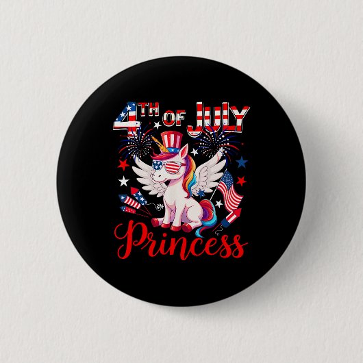 4. Juli Prinz Niedlich Unicorn Sungles US Flag Fi Button (Vorderseite)