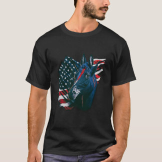4. Juli Proud Donkey Patriotic American Flag T-Shirt