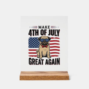 4. Juli Pug Patriotisches Vintage-Shirt-Design_1 Acrylschild