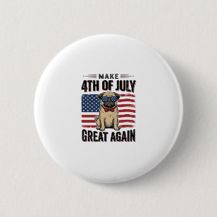 4. Juli Pug Patriotisches Vintage-Shirt-Design_1 Button