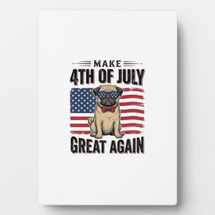 4. Juli Pug Patriotisches Vintage-Shirt-Design_1 Fotoplatte