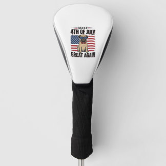 4. Juli Pug Patriotisches Vintage-Shirt-Design_1 Golf Headcover