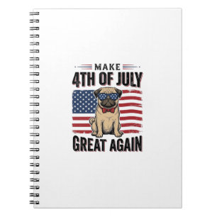 4. Juli Pug Patriotisches Vintage-Shirt-Design_1 Notizblock