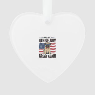 4. Juli Pug Patriotisches Vintage-Shirt-Design_1 Ornament