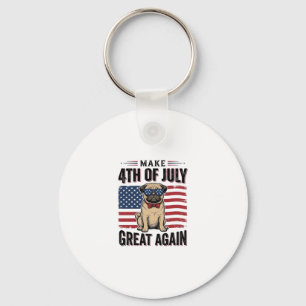 4. Juli Pug Patriotisches Vintage-Shirt-Design_1 Schlüsselanhänger