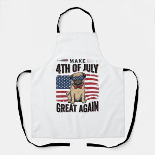 4. Juli Pug Patriotisches Vintage-Shirt-Design_1 Schürze