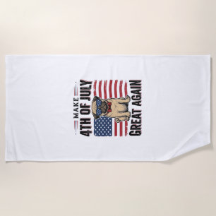 4. Juli Pug Patriotisches Vintage-Shirt-Design_1 Strandtuch