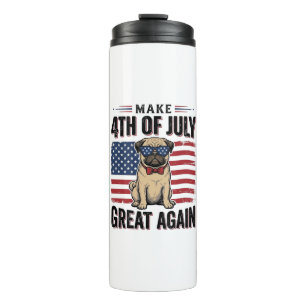 4. Juli Pug Patriotisches Vintage-Shirt-Design_1 Thermosbecher