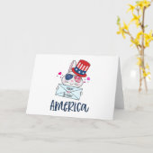 4. Juli Rabbit mit US Flag Sun Brillen Card Karte (Gelbe Blume)
