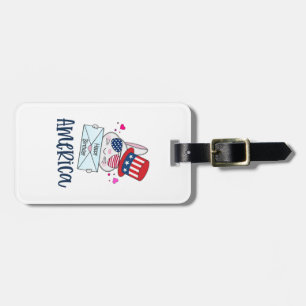 4. Juli Rabbit mit US-Flagge Sun Brillen Gepäckanhänger