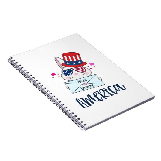 4. Juli Rabbit mit US-Flagge Sun Brillen Notizblock (Rechte Seite)