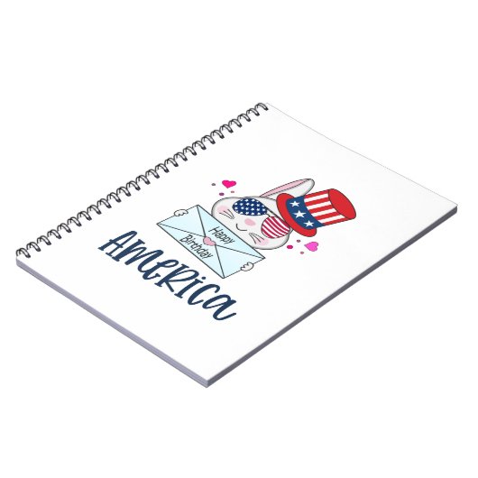 4. Juli Rabbit mit US-Flagge Sun Brillen Notizblock (Linke Seite)