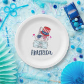 4. Juli Rabbit mit US-Flagge Sun Brillen Pappteller (Party)