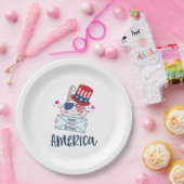 4. Juli Rabbit mit US-Flagge Sun Brillen Pappteller (Party)