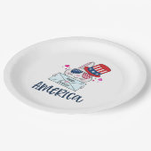 4. Juli Rabbit mit US-Flagge Sun Brillen Pappteller (Schrägansicht)