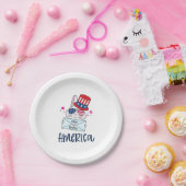 4. Juli Rabbit mit US-Flagge Sun Brillen Pappteller (Party)