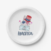 4. Juli Rabbit mit US-Flagge Sun Brillen Pappteller (Vorderseite)