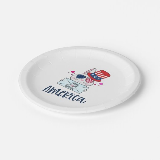 4. Juli Rabbit mit US-Flagge Sun Brillen Pappteller (Schrägansicht)